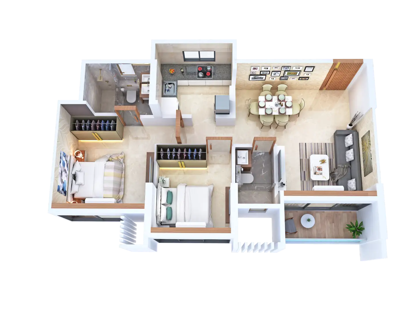 unit plan 2 bhk big